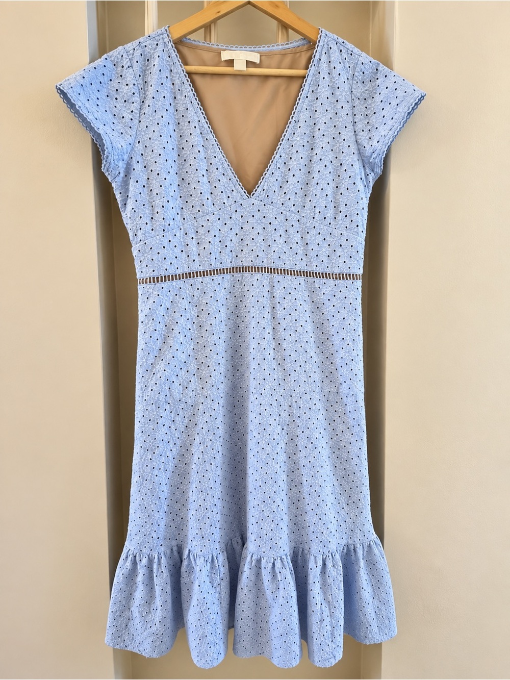 MICHAEL Michael Kors Blue Eyelet Lace Ruffle Dress Size 10